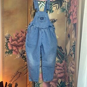 Vintage OshKosh Bgosh denim bubble overalls light wash made in Canada sz 6x